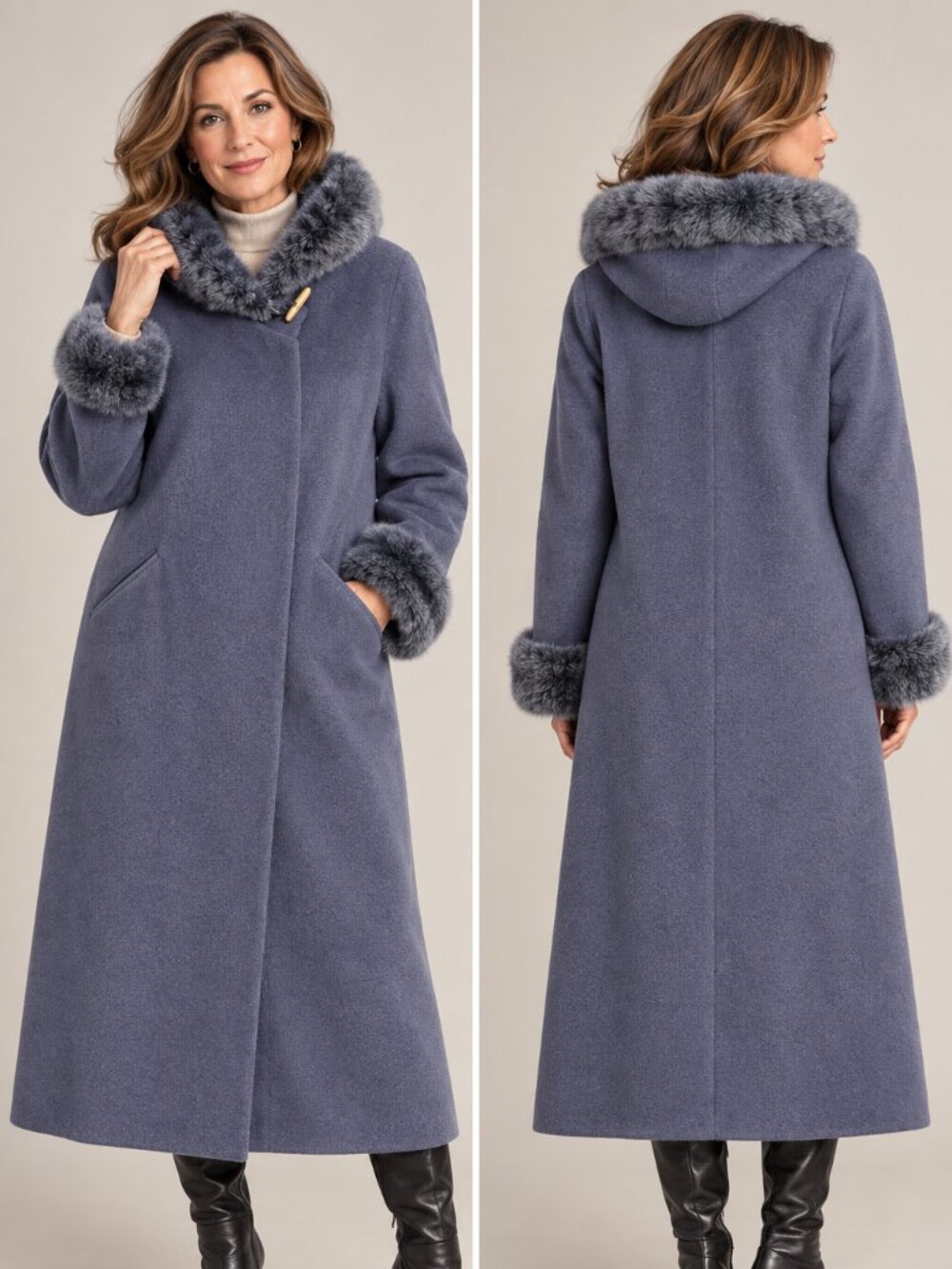 Vintage Linda Lundström LaParka 100% Pure New Wool Purple Coat L